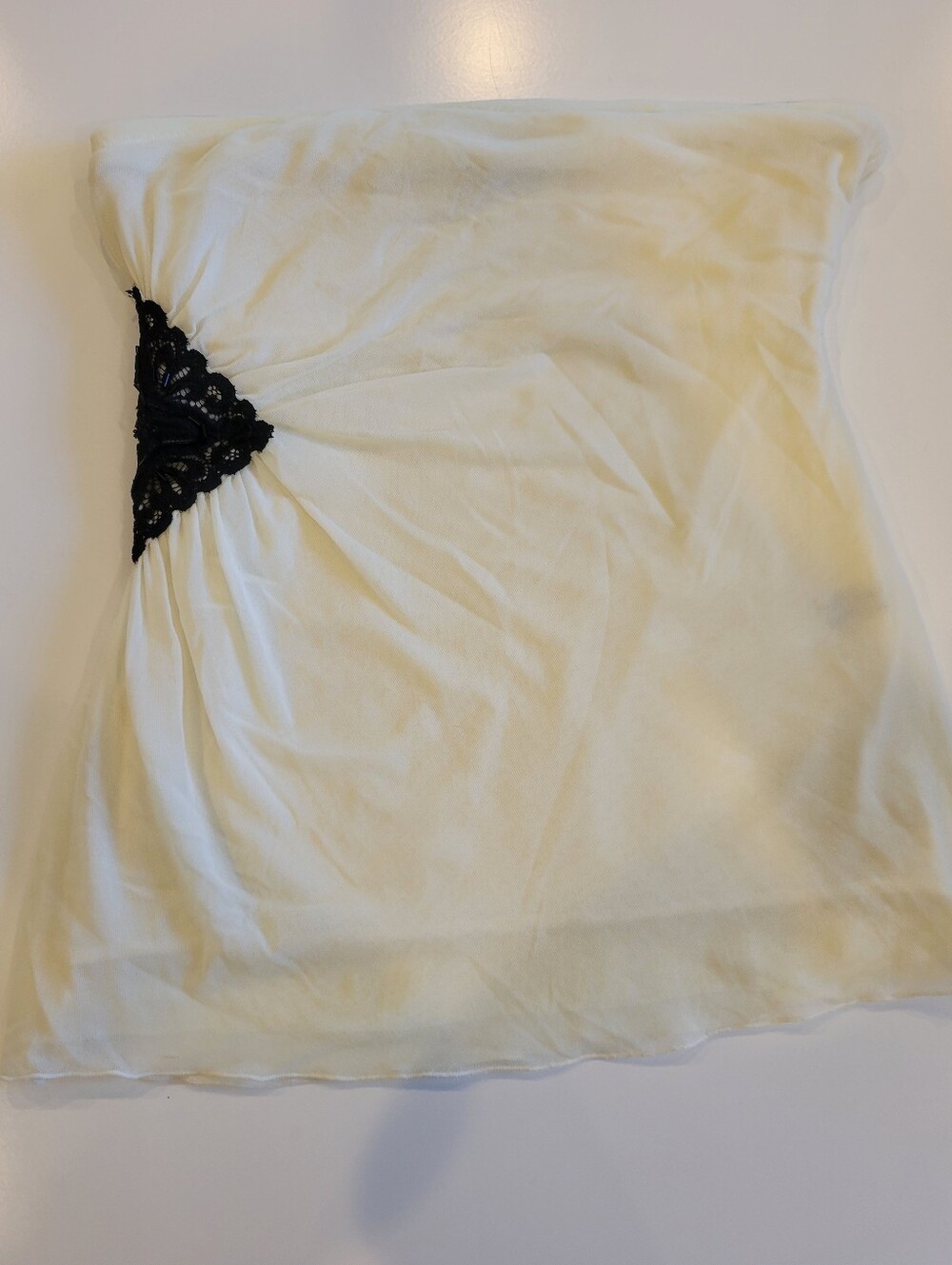 The Limited Strapless Lace and Bead Accent Womenโs Tube Top - Cream Size Medium